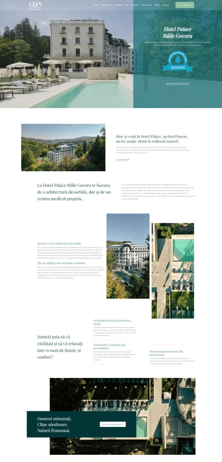 Secțiuni din prezentarea digitală a Hotelului Palace Govora