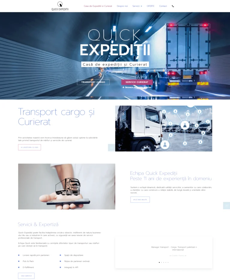 Secțiuni despre transport și curierat în proiectul Q Cargo
