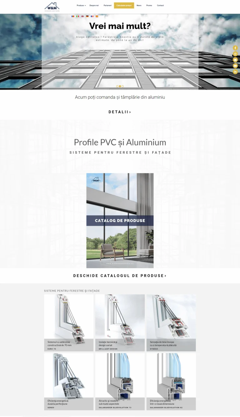 Prezentarea profilelor PVC și aluminiu în proiectul Windows and More