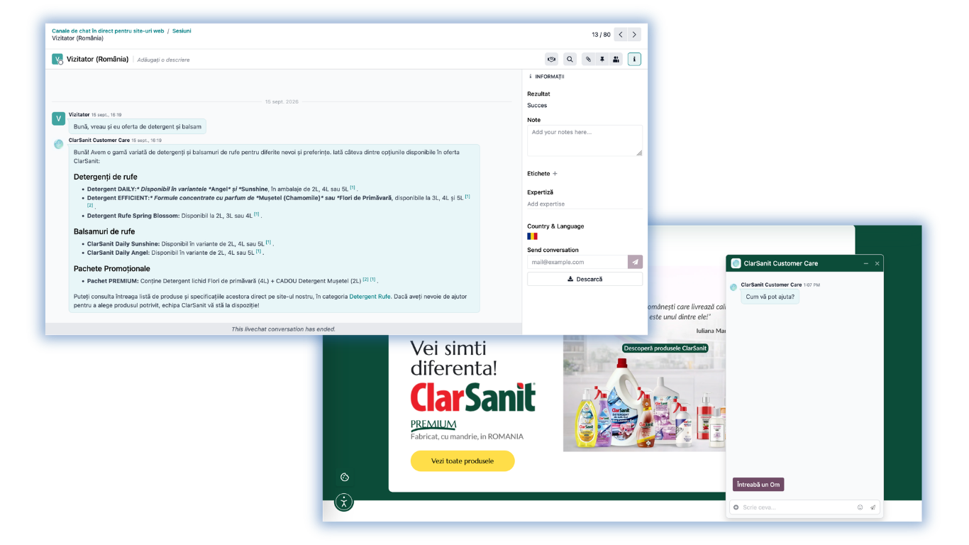 Notificare Live Chat în Odoo pentru echipa ClarSanit