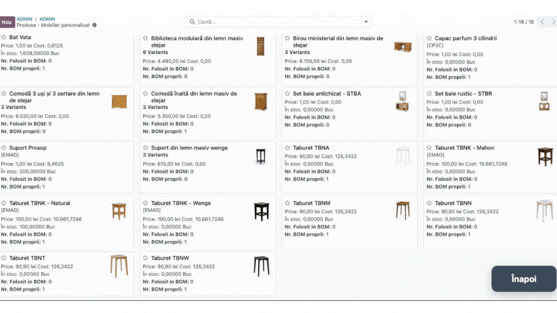 Structura de fabricație și subansamblele AMRP Wood în Odoo